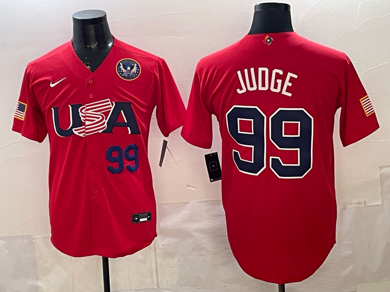 Men 2026 World Cub USA #99 Judge red Nike MLB Jersey 001